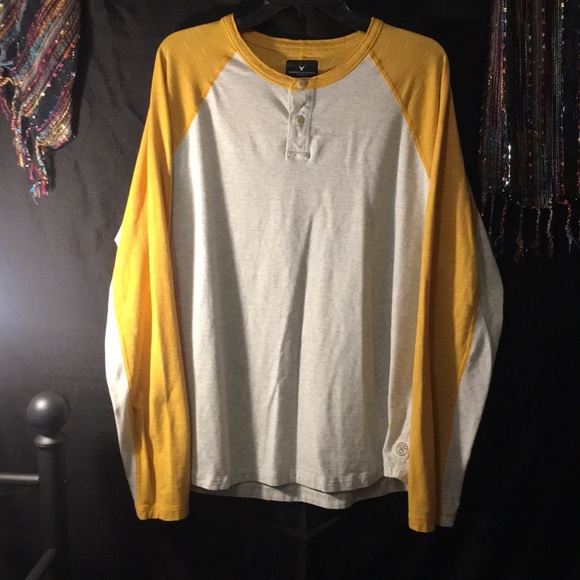 American Eagle Outfitters Other - American Eagle Men’s Gray & Yellow Henley T-Shirt